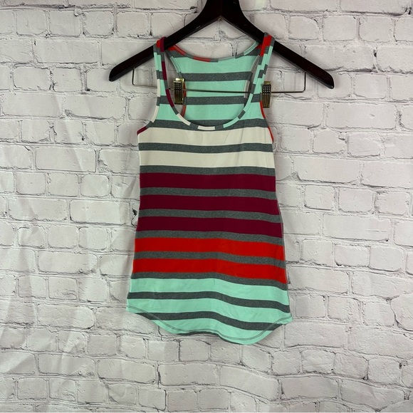 lululemon refresh racer triplet twin stripe toothpasteTank Top sz XS - Picture 1 of 4